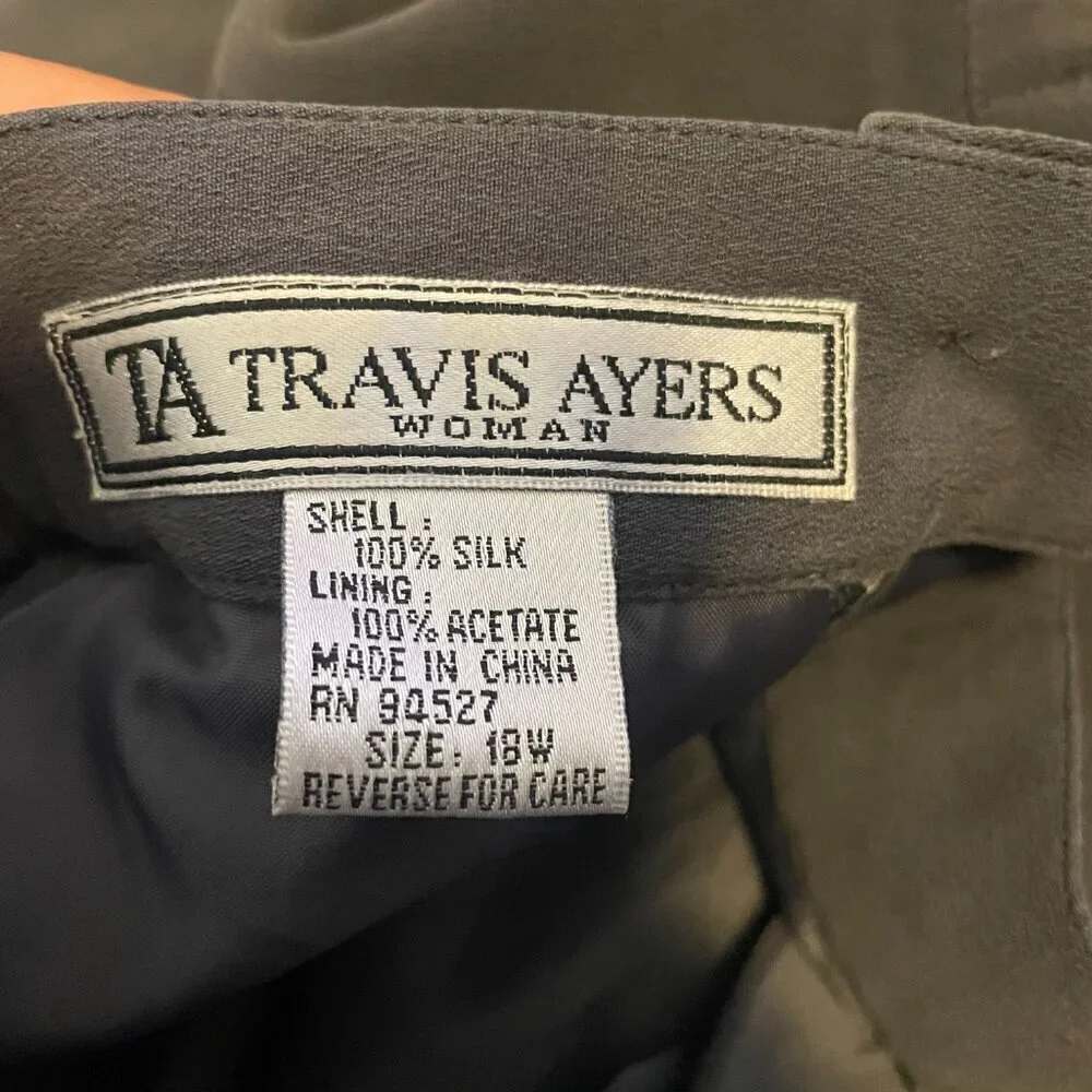 Travis Ayers Women's Gray 100% Silk Pencil Skirt Size: 18 Fully Lined!